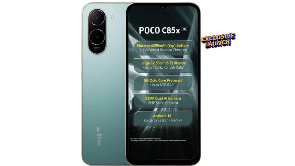 # ₹12,499 में 120Hz डिस्प्ले और 6300mAh बैटरी वाला POCO का नया 5G फोन ![Image](https://images.openai.com/static-rsc-4/Q4kWjhGlZqgE1MBZ8hCegThwpA58QG2zbaH4_-0owWQ-ZReyiHXat1HT3EmahRcNKaGoMcgzHKuxOSIJbnH-PWr_v5L2uGs8ycNBWqAuM9T4vBCL5sx9YPNfbuWh7B7l-B03Nd1q8Yx-vxYA-QlSUl-jjAvYN4pcrUuX0Ad4WUGzYYUKzudUvURg5lYnc6-F?purpose=fullsize) ![Image](https://images.openai.com/static-rsc-4/uzonL1kPBiLYwRMOiwUwe9gvJbMQ1hc9YZVv0tqSns2kjgxA_4m5g7f8dmg0vcE9cQln5c4kGimhzMyHa2yXwmOya5Ub2j4B0efHFnePOvupKsixN0tPYq97J2DSYaC24VCJzBlO1GqZJxVHg7zq-HA88jUUU9DvGF-SDDN1IF8a-PqnSmqaMEVPYui1VNcU?purpose=fullsize) ![Image](https://images.openai.com/static-rsc-4/U57zxPx9xF1ttxVqmxDbgKz-BjNxZaQRdn5xjcX_NU6HOvdY-0tfHfkaKjM75y1EgwgeAJAUqkTdz9EDCmVgsKRUggy_ugJmT9w5e0gGx80uGouhHGNnffaUOKfl5BtuLJsBwXYzC0rsKwefqR-mLWVGoKbZxQY-53aTXmXCY2_gJEXBjC9VTO3oEqpvA-z8?purpose=fullsize) ![Image](https://images.openai.com/static-rsc-4/pNN6IkQB9HTx3JIE_RcjXJ5ZvoSmYPtVmCCIzyPDThsrazXH3JwqYDXjTsuoXG_vm2VDre1zlYIR1EZyNqc85l53UX0MkkIuKELDhcQo-sQFSVVDvmfvLcRgc1EtHVKKswleJq1tDtDwvv1030156dnb2TzsPRyjtcmeXvT_F7ddWyDaIFOqBCtLf6IiQD3o?purpose=fullsize) ![Image](https://images.openai.com/static-rsc-4/P7MuvOja95JsKPQ6X2UGoOhCeIZ4vb_pqFm3aHc5eQUvoYmoQ47wHrPAOK5Df2OtnxdhXDSUsU45NN1RFgIroZQq97miRJTIXXKdIGwFhGBMrzYQ2QRqrHHlQVBJxssqW_IIJk-6Q3cKOa7k23FgEeRWB1lzltHWb5KpEM-tDYNocYh38RKdNq4yjBzEszU4?purpose=fullsize) ![Image](https://images.openai.com/static-rsc-4/3gXosghxx_ewuKHFo4lm_7V4eD3DAGBkEI8jEwMCnlhLe2vSt3w6fwgOyV5H39fWdbn8njn57DFr9dzp8uA9HkGoK2gIFMzgdR6ViLdhrZxOONAm6isozZTy922vv9LIX4K_SU49UcGzixmCPS_wxVYVVtA4LUyso1HPFuS5RR8pISMAOUmHeETPxCkI4Ynu?purpose=fullsize) POCO C85x बजट सेगमेंट में एक दमदार एंट्री करता है, खासकर उन यूजर्स के लिए जो कम कीमत में बड़ी स्क्रीन, लंबी बैटरी और 5G कनेक्टिविटी चाहते हैं। ₹12,499 की कीमत पर यह फोन कई ऐसे फीचर्स देता है जो आमतौर पर इस रेंज में कम ही देखने को मिलते हैं। ## कीमत और वेरिएंट इस स्मार्टफोन का 4GB RAM और 64GB स्टोरेज वेरिएंट ₹12,499 में उपलब्ध है, जबकि 128GB स्टोरेज वेरिएंट लगभग ₹13,499 में मिलता है। इस प्राइस पर 5G सपोर्ट मिलना इसे और भी खास बनाता है। ## डिस्प्ले: 6.9 इंच की बड़ी स्क्रीन और 120Hz रिफ्रेश रेट POCO C85x में 6.9 इंच का बड़ा HD+ डिस्प्ले दिया गया है। सबसे खास बात इसका 120Hz Adaptive Refresh Rate है, जिससे स्क्रॉलिंग और गेमिंग काफी स्मूथ लगती है। इसके साथ 800 nits ब्राइटनेस भी मिलती है, जिससे आउटडोर में भी स्क्रीन अच्छी दिखाई देती है। ## परफॉर्मेंस: बजट में अच्छा प्रोसेसर फोन में Unisoc T8300 ऑक्टा-कोर प्रोसेसर दिया गया है, जिसकी क्लॉक स्पीड 2.2GHz तक जाती है। 4GB RAM के साथ यह फोन डेली टास्क, सोशल मीडिया और हल्की गेमिंग के लिए सही है। Android 16 के साथ यह फोन लेटेस्ट सॉफ्टवेयर एक्सपीरियंस देता है। ## कैमरा: 32MP का बेहतर कैमरा इस स्मार्टफोन में 32MP का रियर कैमरा दिया गया है, जो इस बजट में अच्छा माना जाता है। यह HDR, नाइट मोड और पोर्ट्रेट जैसे फीचर्स के साथ आता है। फोटोग्राफी के लिए यह फोन सोशल मीडिया यूजर्स के लिए एक अच्छा विकल्प हो सकता है। ## बैटरी: 6300mAh की लंबी बैटरी लाइफ फोन में 6300mAh की बैटरी दी गई है, जो आसानी से 1 से 2 दिन का बैकअप दे सकती है। इसके साथ 15W फास्ट चार्जिंग सपोर्ट भी मिलता है। जो यूजर्स लंबे समय तक फोन इस्तेमाल करते हैं, उनके लिए यह एक बड़ा प्लस पॉइंट है। ## फीचर्स और कनेक्टिविटी POCO C85x में 5G सपोर्ट, Bluetooth 5.4, Wi-Fi और 3.5mm ऑडियो जैक जैसे सभी जरूरी फीचर्स मिलते हैं। साथ ही इसमें IP52 रेटिंग भी दी गई है, जिससे यह हल्के पानी और धूल से सुरक्षित रहता है। ## खरीदें या नहीं? अगर आपका बजट ₹12,000–₹13,000 है और आप चाहते हैं: * बड़ी स्क्रीन * 5G सपोर्ट * लंबी बैटरी तो POCO C85x आपके लिए एक शानदार ऑप्शन हो सकता है। लेकिन अगर आप हाई-एंड गेमिंग या बेहतर कैमरा क्वालिटी चाहते हैं, तो आपको थोड़ा ज्यादा बजट में दूसरे फोन देखने चाहिए। ## निष्कर्ष POCO C85x एक वैल्यू-फॉर-मनी स्मार्टफोन है जो कम कीमत में बड़ी स्क्रीन, 120Hz रिफ्रेश रेट और 5G जैसे फीचर्स देता है। यह खासतौर पर उन यूजर्स के लिए सही है जो कम बजट में ज्यादा फीचर्स चाहते हैं।